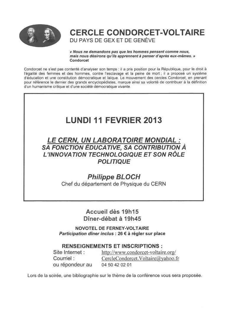 Conférence à Ferney-Voltaire : Le CERN, un laboratoire mondial