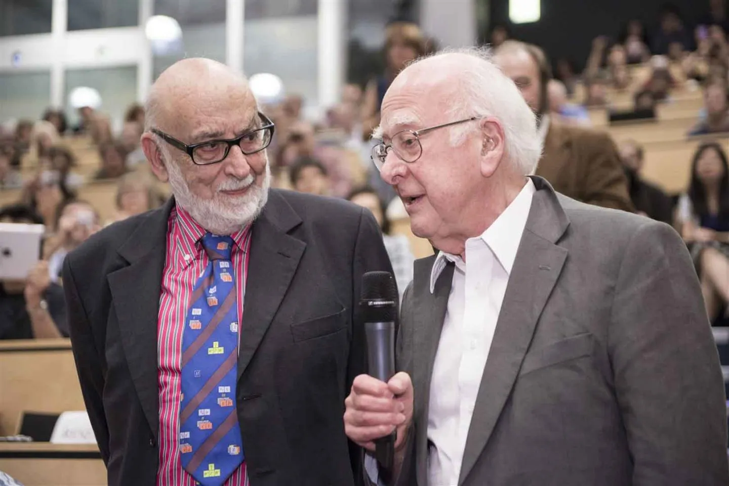 François Englert (left) and Peter Higgs
